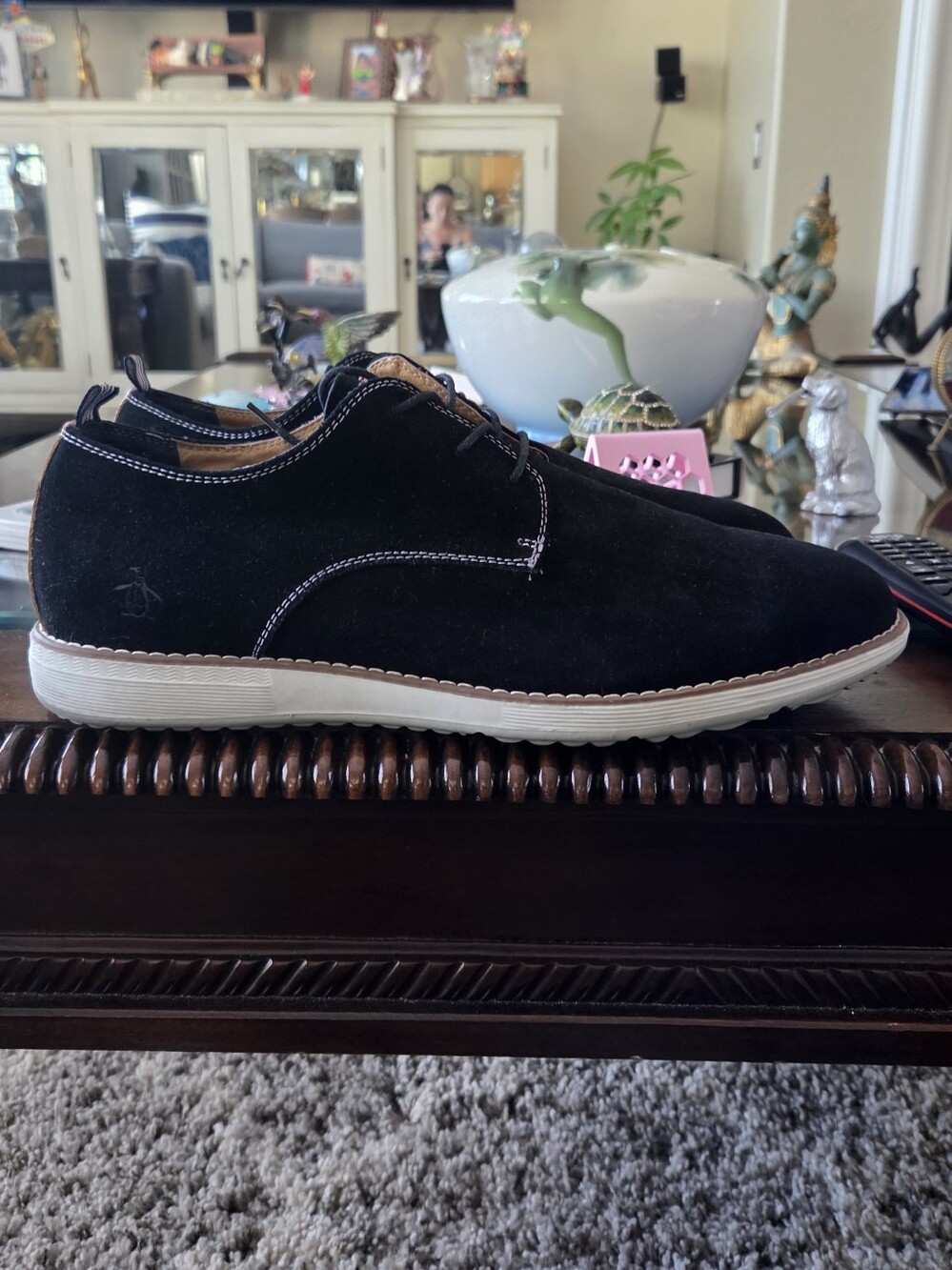 Original Penguin Men's Black Suede Chukka Shoes with White Sole